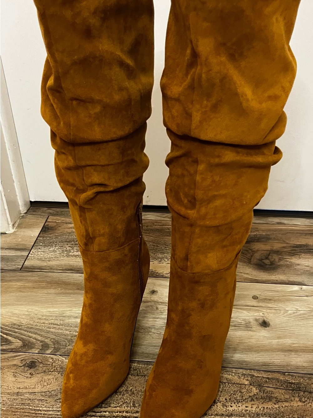 Journee Collection Over-the-Knee Pointed Suede Boots - Cognac - Picture 2 of 4